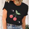 Y2k Harajuku Cherry Fashion Summer Tops Cartoon Cherry Design T-Shirt for Women Cherry Cartoon Aesthetic Vintage T-shirts