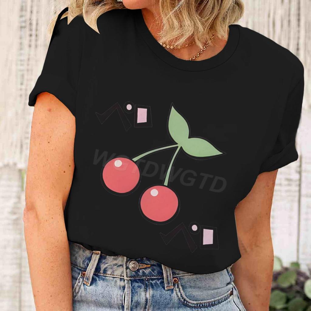 Y2k Harajuku Cherry Fashion Summer Tops Cartoon Cherry Design T-Shirt for Women Cherry Cartoon Aesthetic Vintage T-shirts