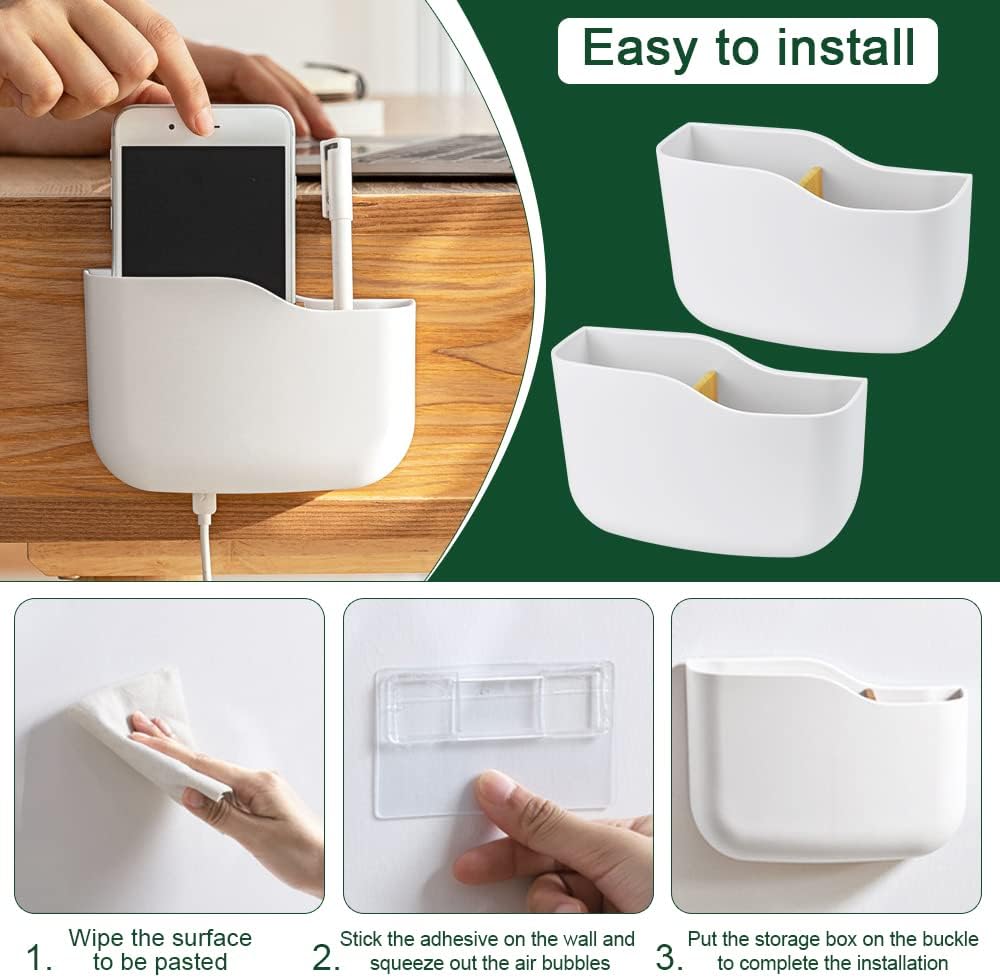 1/2PCS Punch Free Wall Mounted Organizer Storage Box Remote Control Mounted Mobile Phone Plug Wall Holder Charging Multifunction