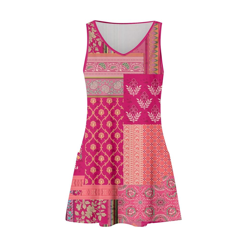 Women's Casual Sundress With Pockets Summer Boho Beach Dress Floral Blouses For Women T-Shirts Dress V Neck Loose Tank Dresses