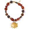 Yhpup Acrylic Wood Beads Chain Sun Pendant Necklace Waterproof Stainless Steel Handmade Distinctive Jewelry Waterproof Recommend