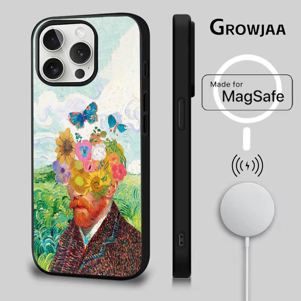 Van G-Gogh Art Sunflower Phone Case For iPhone 16e,16,15,14,13,12,11,Plus,Pro,Max,Mini Magsafe Magnetic Wireless Charging