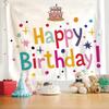 Bunte Happy Birthday Wandteppich 2D Einzeldruck Festliche Wohnkultur Party Kulisse Lebendig Funktional Feier-Thematisiert Langlebig