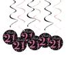 Elegant Black And Fuchsia Spiral Birthday Number Decor For 21st Party Celebrations