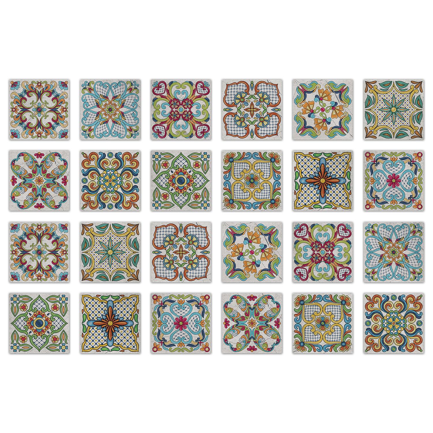 

24 Pieces Crystal Film Self-adhesive Waterproof Tile Wall Sticker Kitchen Living Room Bathroom Wallpaper Decorative PVC Wallpaper 10*10CM*24PCS