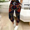 Summer Ladies Color-blocking Printed Sweatpants Loose Fit Drawstring Joggers Elastic Cuff Daily Casual Pants