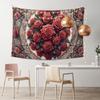 Florale Blume Wandteppich Aschgrauer Hintergrund Wandkunst Rosen Wandteppiche Pflanze Botanisch Natur Wandbehang Schwarz-Weiß Stil