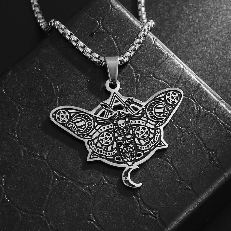 

Кулон из нержавеющей стали Лунный мотылек ведьмы , ожерелье с патиной