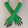 Women's Black Devil Claw Long Nail Gloves with Elastic Finger Design, Halloween Party Role Playing Costume Accessories