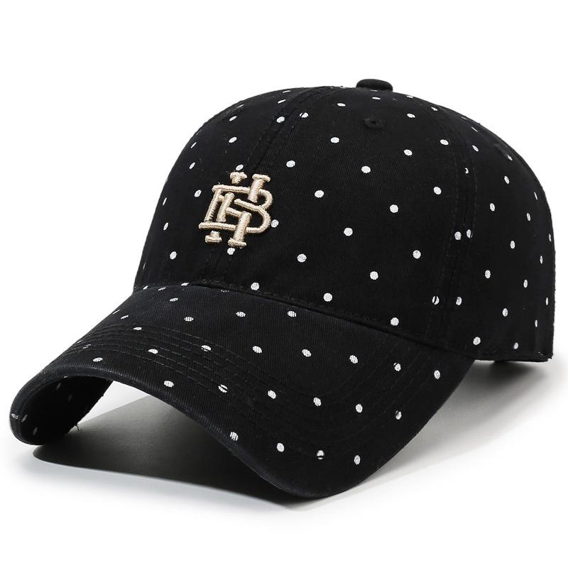 Vintage Cotton Sun Hat Unisex Wave Point Embroidery Baseball Cap чёрный
