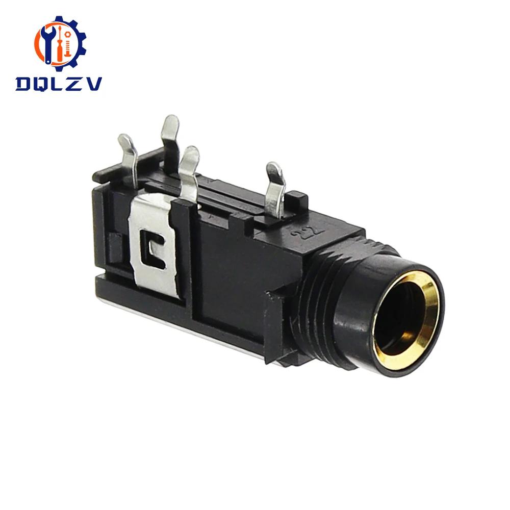 

3Pin Audio Jack Speaker Connector 6.35 Mono Female Socket PCB Panel Mount Microphone Chassis Audio Adapter Nut 5PCS