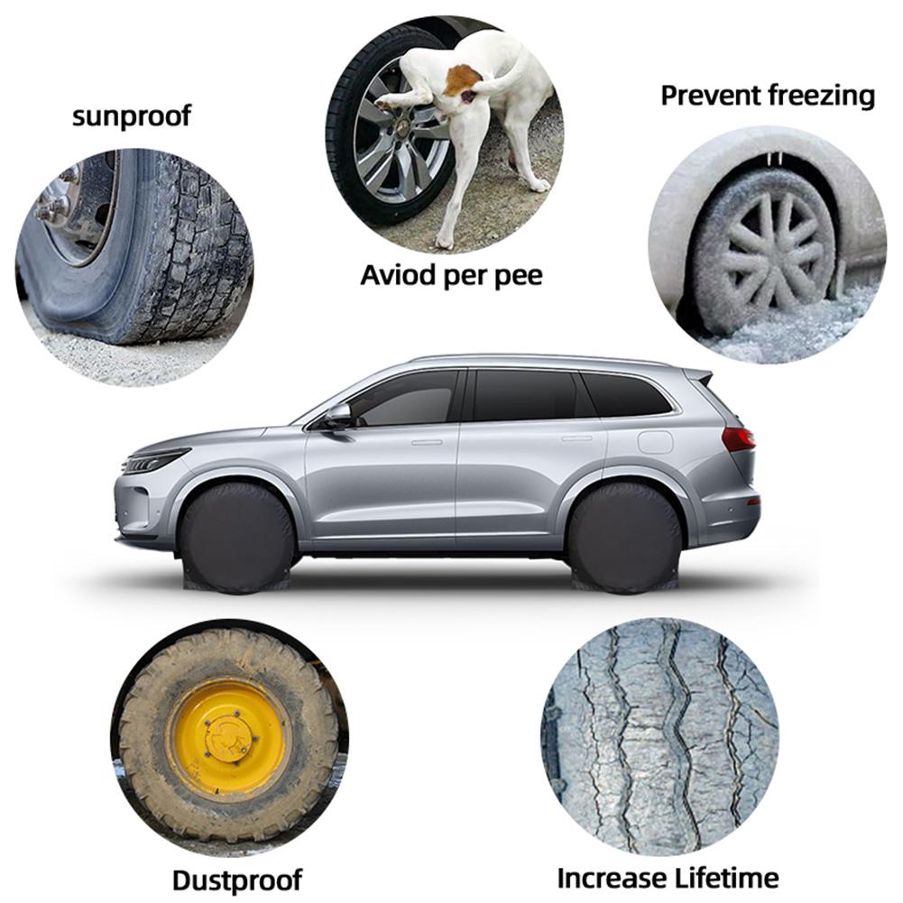 Automotive Wheel Protector UV Resistant Car Wheel Covers RV Tire Bag Sun Protection Auto Tire Cover for Sun Rain Tyre Protection