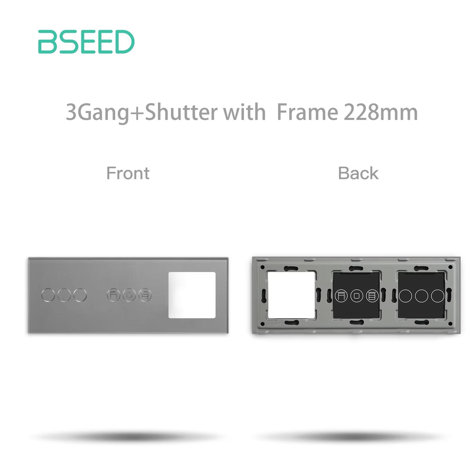 

BSEED 1/2/3 Light Switch Shutter Blank Glass Touch Panels With Metal Plates EU Standard DIY Part Without Function Keys