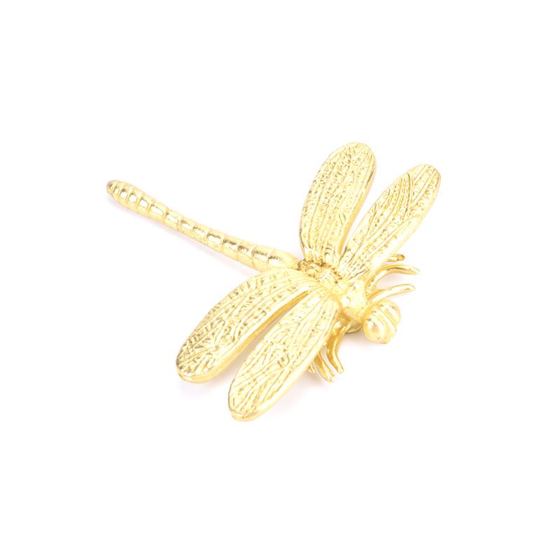 Mosazná klika Dragonfly Jednoduchá severská skříňka Zlatá čistá měď Knoflík dvířek zásuvky