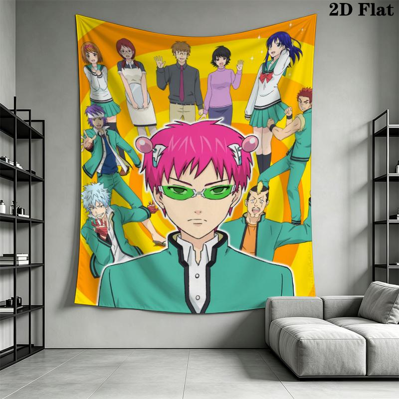 The Disastrous Life of Saiki K Wall Tapestry Aesthetic Wall Hanging Printed Fabric Blanket Decorative Tapestries for Bedroom Living Room Home Decor
