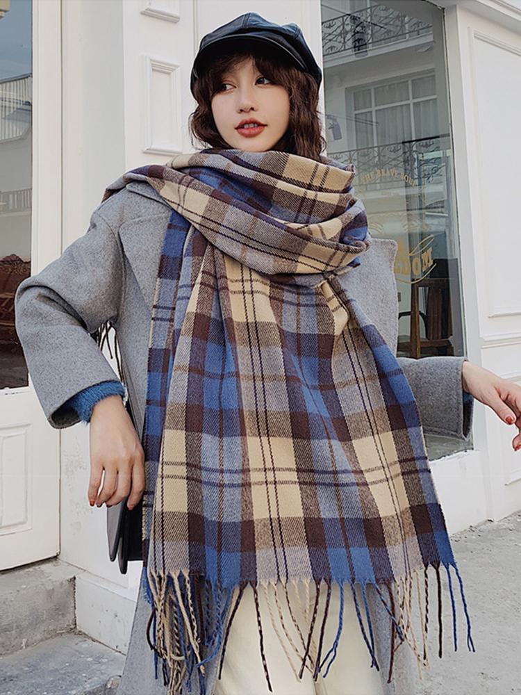 New Free  Cashmere Women Scarf Winter Plaid Fringed Scarve Pashmina Mujer Femme Foulard Bufanda Long Wrap Shawls Unisex