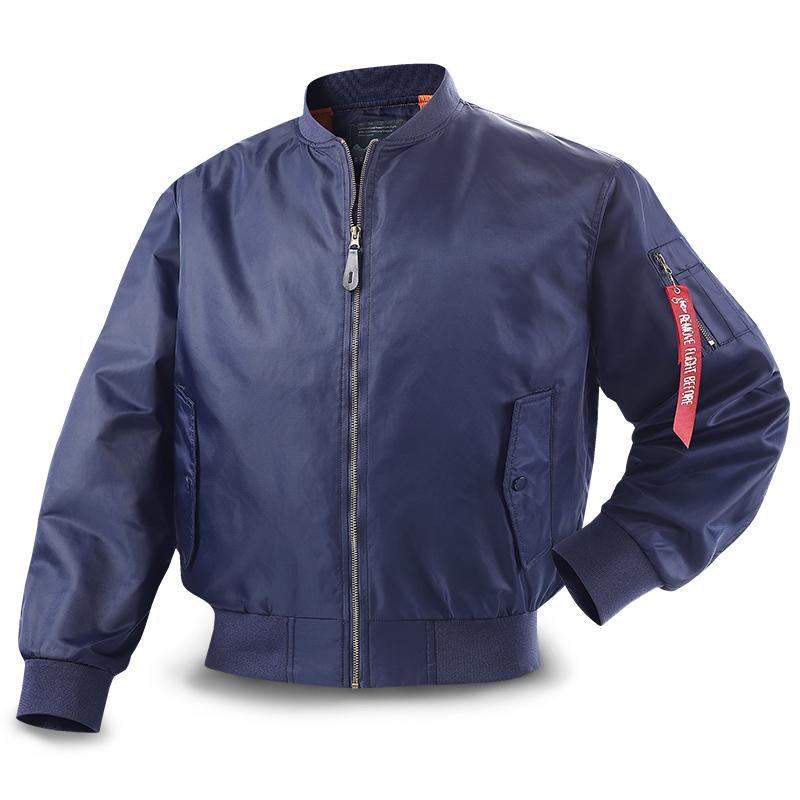 Men's Gray Classic MA1 Bomber Jacket Stand Collar Full Zip Flight Windbreaker Coat