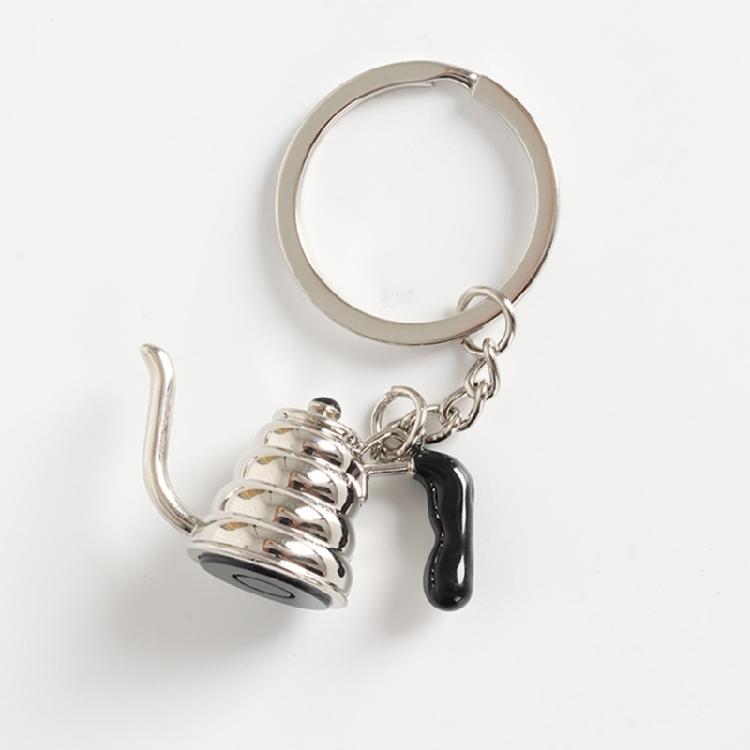 Pack of 5 Coffee Culture Symbolic Portafilter Keychain Espresso Machine Accessory Bag Pendant Metal Texture for Gifting