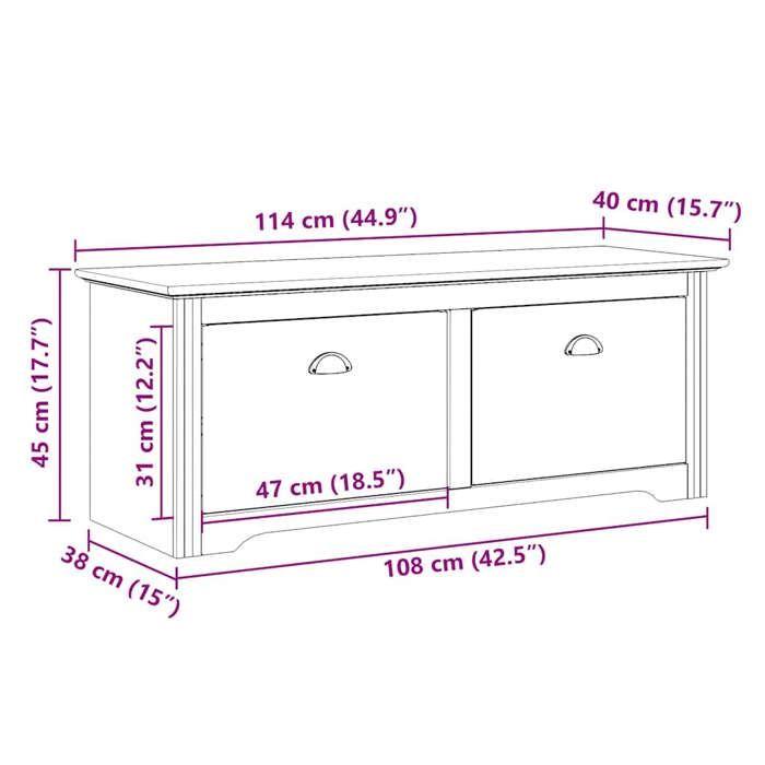 VidaXL Banc de couloir BODO blanc et marron 114x40x45 cm, banc, siège de couloir, banc de rangement, banc d'entrée, meuble 4016870