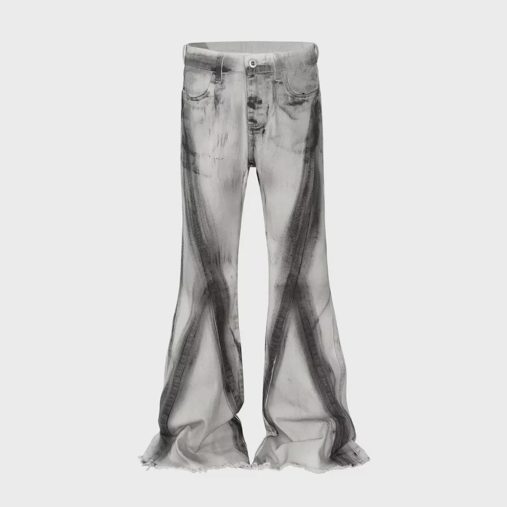 Modne amerykańskie dżinsy z szerokimi nogawkami tie-dye