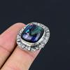 American Dichroic Glass Gemstone 925 Silver Ethnic Promise Ring Jewelry Size 6.5