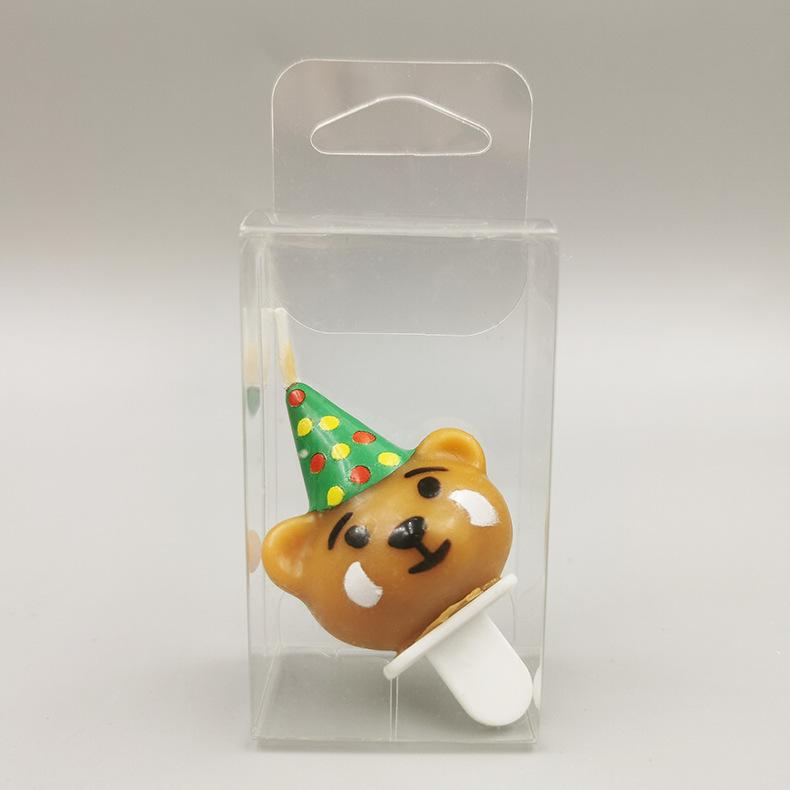 Cartoon Bear with Hat and Birthday Candle Creative Cute Christmas Hat and Panda Birthday Cake Decoration Candle