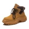 Foam bottom big yellow boots women's 2025 autumn new short boots thick-soled leather Martin boots casual flat-bottomed versatile women's boots