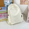 Schoolbag Solid color canvas backpack female Harajuku simple large capacity high school college student schoolbag Mori travel texture backpack