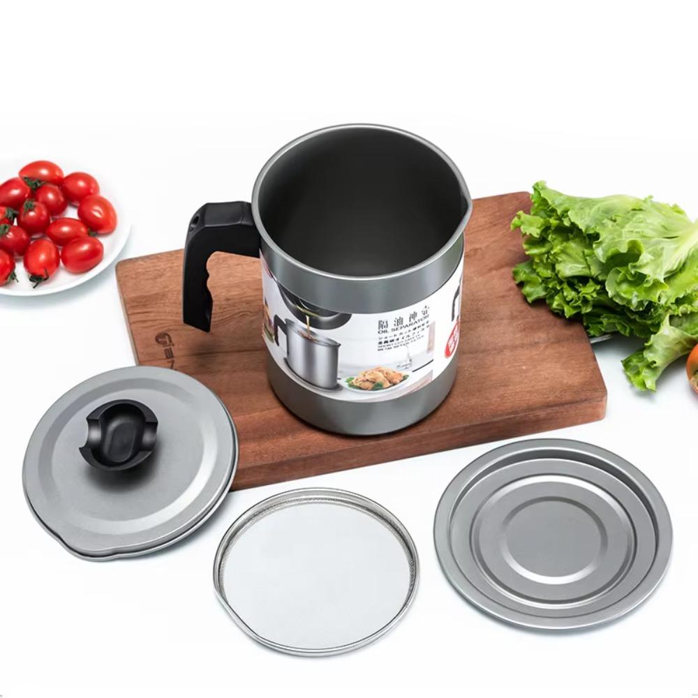 Japanese Style Storage Oil Tank Stainless Steel Grease Container Grease Keeper Lard Can  Household