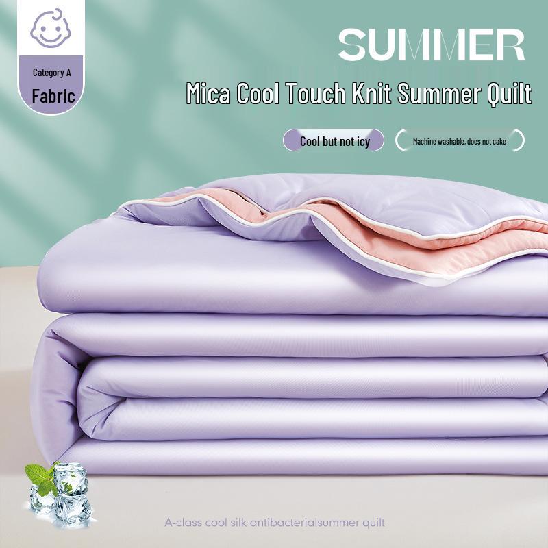 Class A Mica Silk Cooling Quilt with Spandex Cotton, Double-Sided, Washable for Summer Use