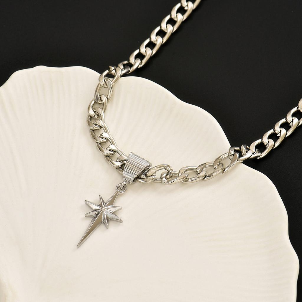 Hip Hop Necklace Accessories Women's Simple Octagram Personality Cuban Thick Chain Niche Clavicle Chain