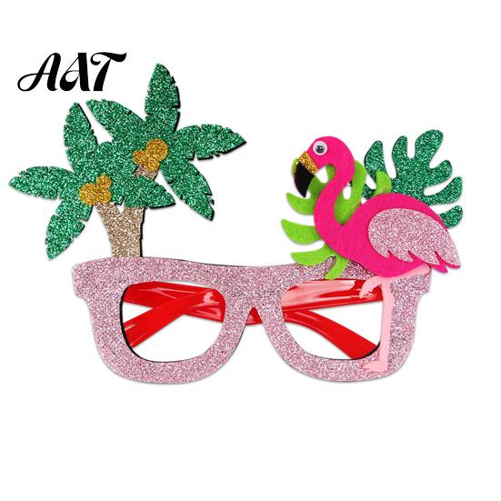 Summer Party Sunglasses Hawaiian Tropical Glasses, Glitter Felt Beach Pool Eyeglasses, Accessories Ocean Luau Style Eyewear for Photo Booth