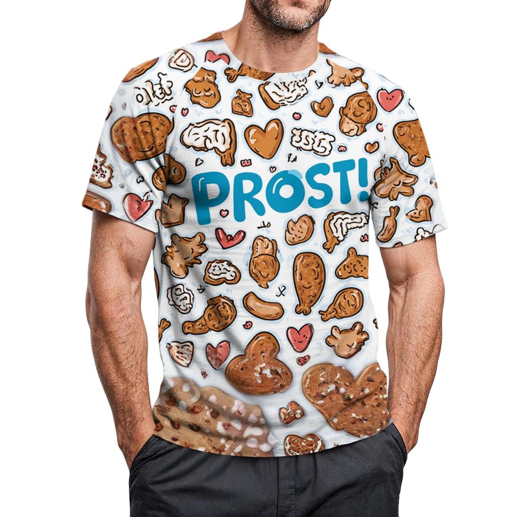 Men's Crew-neck Casual Printed Short-sleeved T-shirt Top