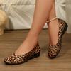 Women's Leopard Print Flats - Slip-On Shoes with Pull-On Closure, Round Toe Cushioned Insole - All-Season Casual  Frmal Footwear