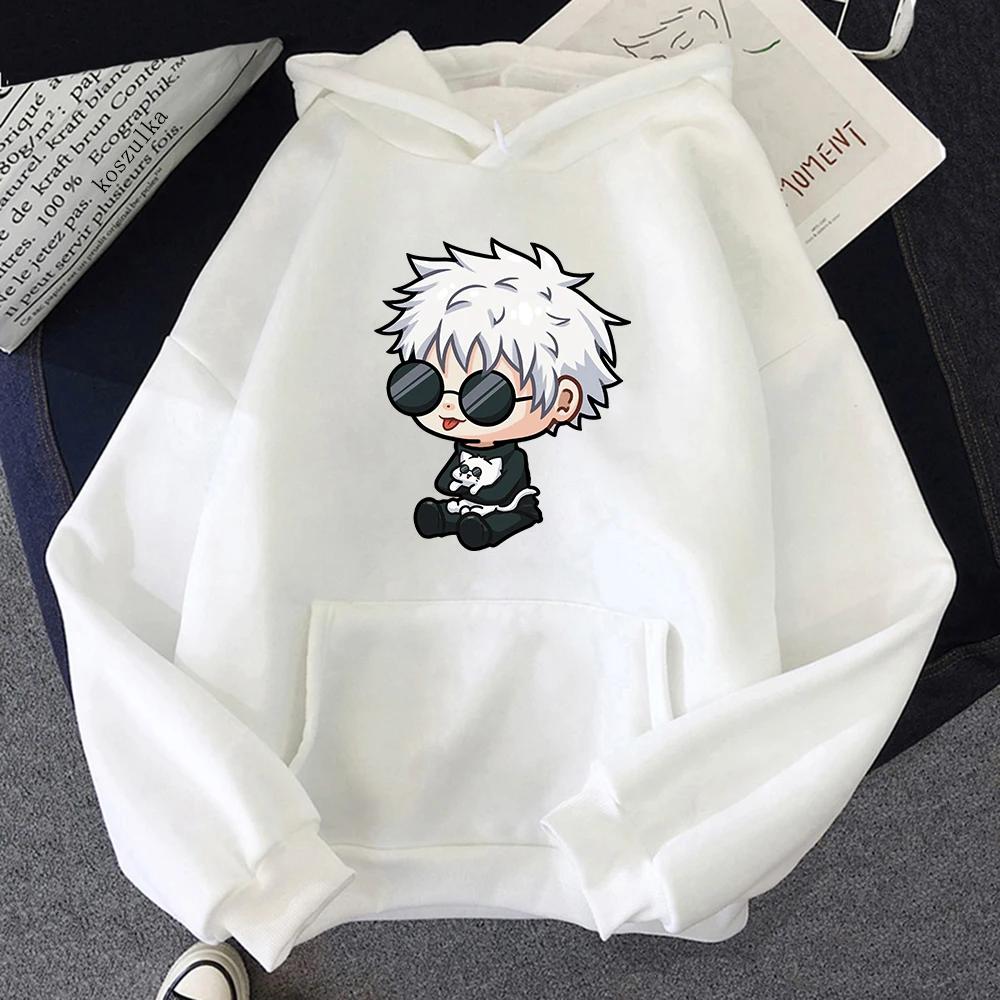 Anime Jujutsu Kaisen Satoru Gojo Cute Cartoon Graphic Printed Hooded Hoodie Men Women Sweatshirts Unisex Streetwear