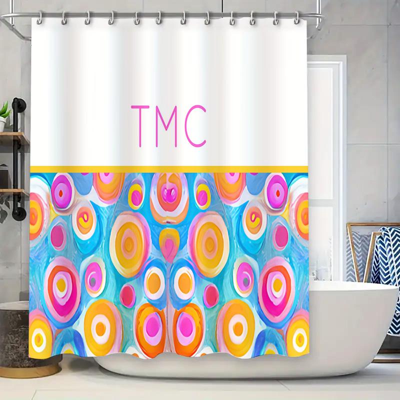 

Brightly Colored Bath Shower Curtain Decor With Bold Circle Pattern Modern Bold Bathroom Accessories For Home Decoration (White) W60H190(CM)-1 Pcs