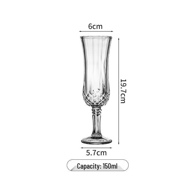 OLOEY Retro Engraved Crystal Champagne Glass Set