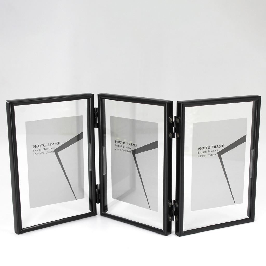 7 And 5 Inch Double Sided Transparent Fold Dual Photo Frame For Home Decor