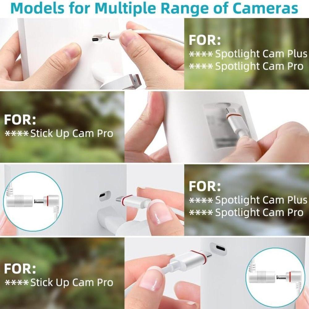 DC to Type-C Cameras Adapter USB-C Adapter for Ring Solar Panel Outdoor Cameras