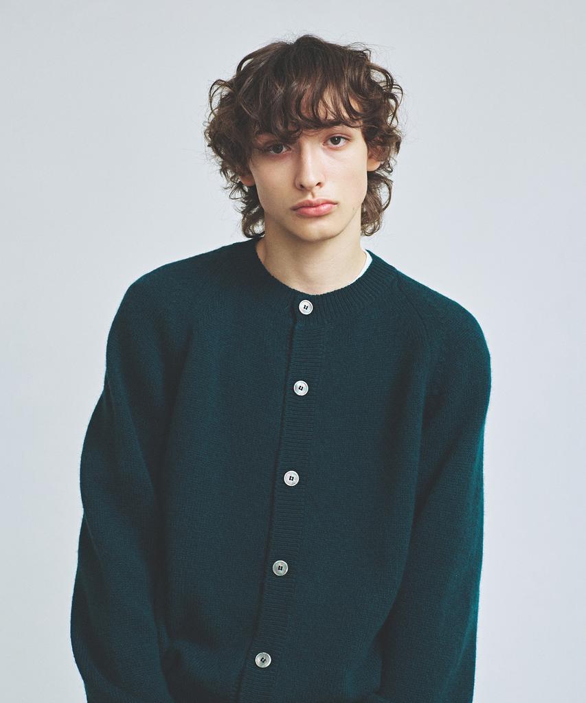 Knitted Shaggy Dog 100% Wool Round Cardigan Dark Green