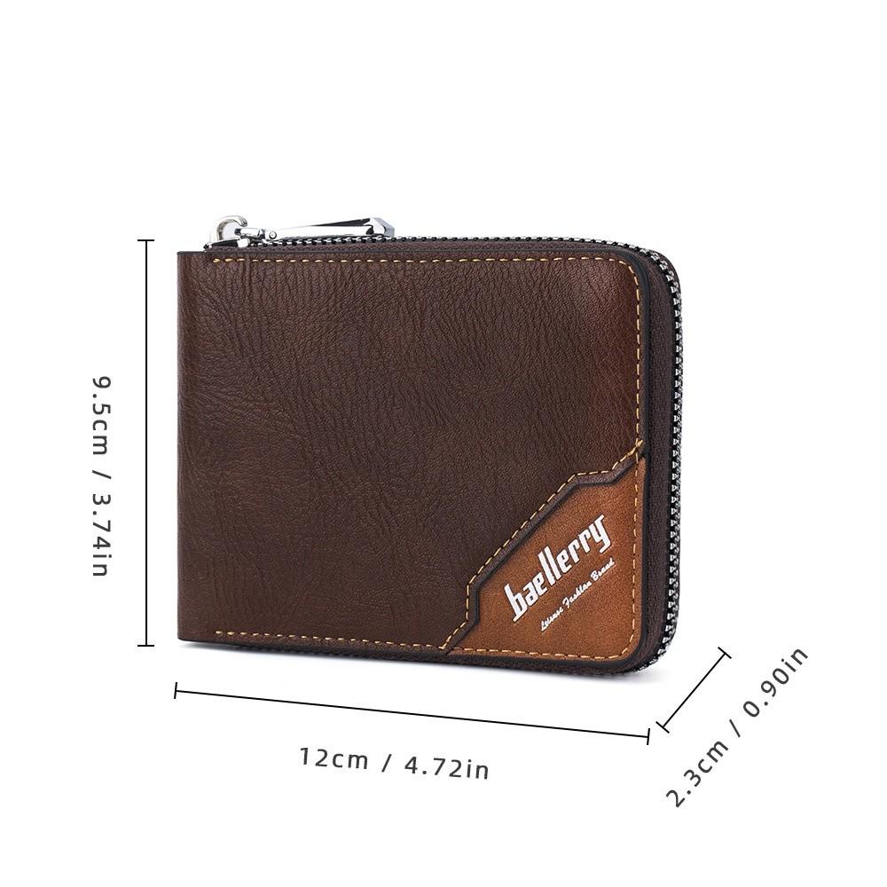 Leather Anti-theft Cash Bag Zipper Card Bag Pocket Purse Casual Men's Short Wallet  Business