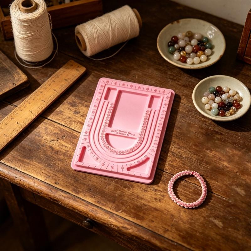 Bead Design Board for Necklace and Bracelet Making, Wood Beading Layout Tray with Channels and Sorting Compartments