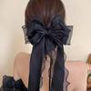 Elegant Bow Ribbon Hair Clips Solid Color Bow Spring Clips For Women Girls Exquisite Large Hairpins Temperament Hair Accessories