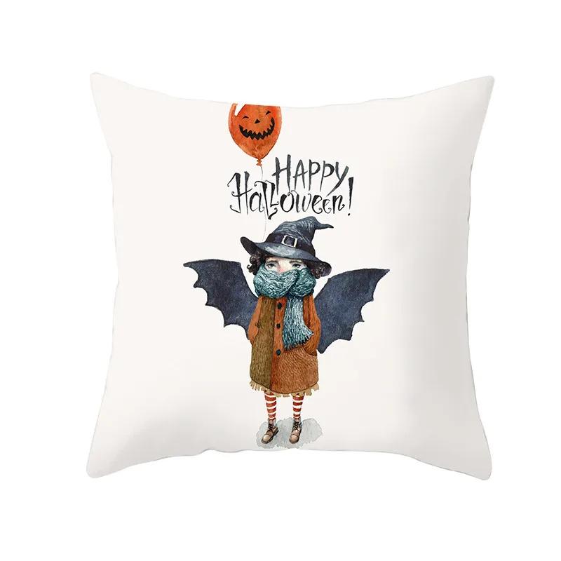 Halloween Style Decorative Cushion Cover Horror Pattern Polyester Pillowcase Pillow Cover For Sofa Home Room Festival Decor