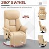 Adjustable Swivel Recliner, Manual Recliner Chair with Footrest, Padded Arms, PU Leather Upholstery, Beige