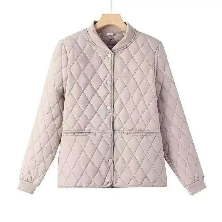 Lightweight Cotton-padded Jacket, Lightweight Rhombic Mother's Casual Loose Cotton-padded Jacket, Winter Short Jacket, Solid Color Padded Jacket