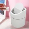 Desktop Garbage Can Button Flip Cover Reduce Odor Trash Debris Collector Can 2L Capacity