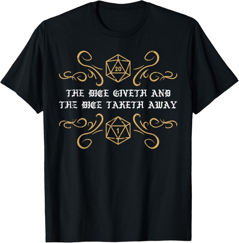 Gaming The Dice Giveth Taketh Away Funny Gamer Men Boys T-Shirt