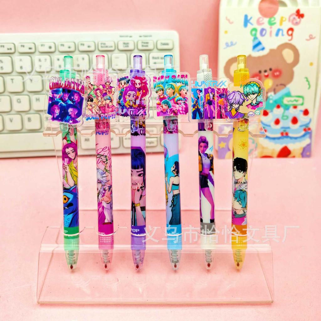 hot  K-pop Demon Hunters KPOP Theme Acrylic Gel Pen Cute Press Neutral Ballpoint Pen for Students School Stationery Supplies