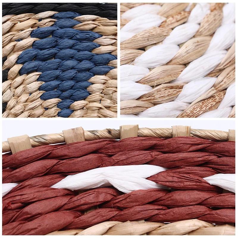 1PC Woven Rattan Disc Home Straw Round Plate Ornament Handmade Wall Hangings Boho Natural Papyrus Tassels Art Decoration